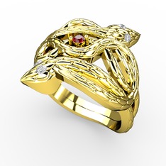 Vipera Yüzük - Garnet ve pırlanta 8 ayar altın yüzük (0.06 karat) #kbiy9a