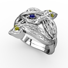 Vipera Yüzük - Lab safir ve peridot 8 ayar beyaz altın yüzük #kfuirw