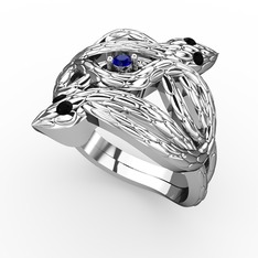 Lab safir ve siyah zirkon 925 ayar gümüş yüzük