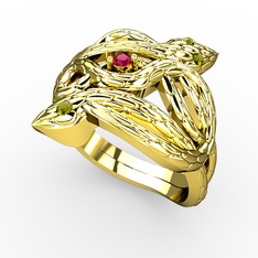 Vipera Yüzük - Rodolit garnet ve peridot 14 ayar altın yüzük #samdok