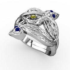 Vipera Yüzük - Peridot ve lab safir 18 ayar beyaz altın yüzük #tailwr