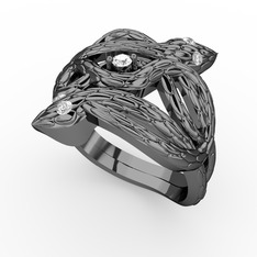 Swarovski 925 ayar siyah rodyum kaplama gümüş yüzük