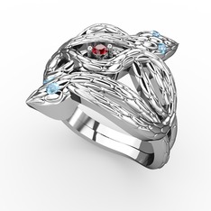 Vipera Yüzük - Garnet ve akuamarin 925 ayar gümüş yüzük #vqoox7