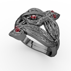 Vipera Yüzük - Garnet 925 ayar siyah rodyum kaplama gümüş yüzük #wcfoo