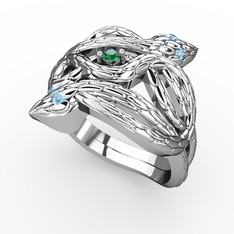 Vipera Yüzük - Yeşil kuvars ve akuamarin 18 ayar beyaz altın yüzük #wtnowx