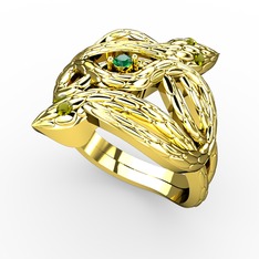 Vipera Yüzük - Yeşil kuvars ve peridot 925 ayar altın kaplama gümüş yüzük #zshki6