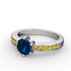 Anima Tektaş Yüzük - Lab safir ve sitrin 14 ayar beyaz altın yüzük #108093o