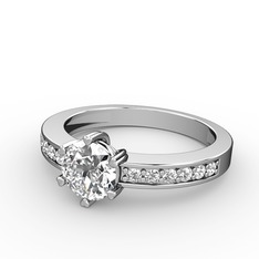 Beyaz zirkon ve pırlanta 18 ayar beyaz altın yüzük (0.18 karat)