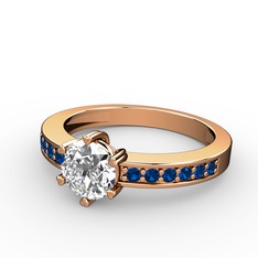 Anima Tektaş Yüzük - Pırlanta ve lab safir 14 ayar rose altın yüzük (0.92 karat) #12gudvy