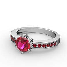Anima Tektaş Yüzük - Rodolit garnet ve garnet 18 ayar beyaz altın yüzük #164vq7h