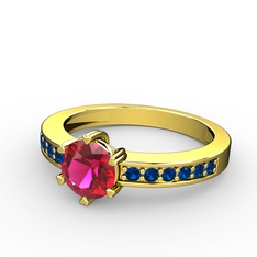 Rodolit garnet ve lab safir 8 ayar altın yüzük