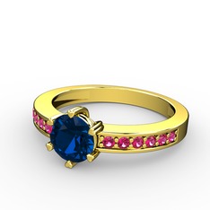 Lab safir ve rodolit garnet 14 ayar altın yüzük