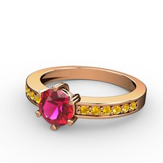 Anima Tektaş Yüzük - Rodolit garnet ve sitrin 18 ayar rose altın yüzük #17vkj0c