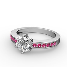 Swarovski ve rodolit garnet 18 ayar beyaz altın yüzük
