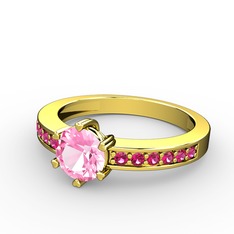 Anima Tektaş Yüzük - Pembe kuvars ve rodolit garnet 925 ayar altın kaplama gümüş yüzük #1cf2xmf