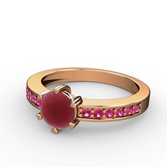 Anima Tektaş Yüzük - Kök yakut ve rodolit garnet 925 ayar rose altın kaplama gümüş yüzük #1ch6mkt