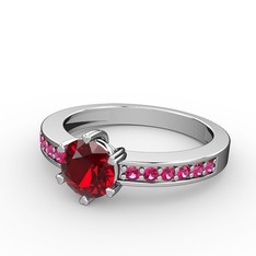 Garnet ve rodolit garnet 14 ayar beyaz altın yüzük