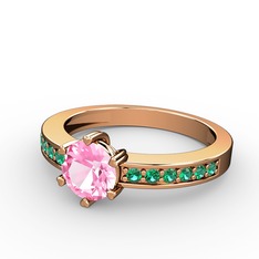 Pembe kuvars ve yeşil kuvars 8 ayar rose altın yüzük