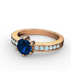 Lab safir ve akuamarin 925 ayar rose altın kaplama gümüş yüzük