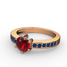 Anima Tektaş Yüzük - Garnet ve lab safir 14 ayar rose altın yüzük #1e6wgw8