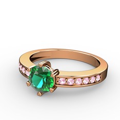 Yeşil kuvars ve pembe kuvars 925 ayar rose altın kaplama gümüş yüzük