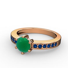 Kök zümrüt ve lab safir 14 ayar rose altın yüzük