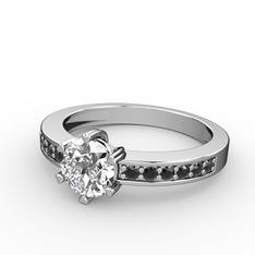 Swarovski ve siyah zirkon 14 ayar beyaz altın yüzük