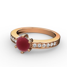 Anima Tektaş Yüzük - Kök yakut ve swarovski 925 ayar rose altın kaplama gümüş yüzük #1iv8va5