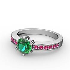 Yeşil kuvars ve rodolit garnet 8 ayar beyaz altın yüzük