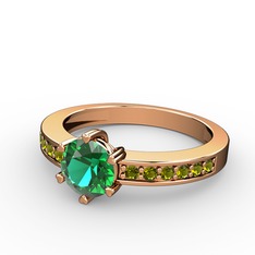 Yeşil kuvars ve peridot 925 ayar rose altın kaplama gümüş yüzük