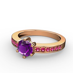 Anima Tektaş Yüzük - Ametist ve rodolit garnet 8 ayar rose altın yüzük #1kkuzay