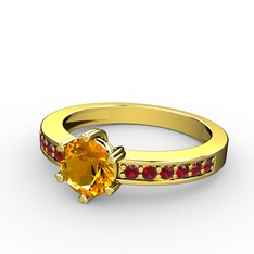 Sitrin ve garnet 18 ayar altın yüzük