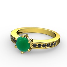 Anima Tektaş Yüzük - Kök zümrüt ve siyah zirkon 925 ayar altın kaplama gümüş yüzük #1lrerr1