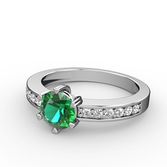 Anima Tektaş Yüzük - Yeşil kuvars ve swarovski 14 ayar beyaz altın yüzük #1pqwgrf