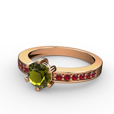 Anima Tektaş Yüzük - Peridot ve garnet 14 ayar rose altın yüzük #1pvmida