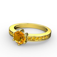 Anima Tektaş Yüzük - Sitrin 18 ayar altın yüzük #1ra3dpw