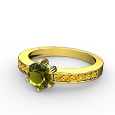 Anima Tektaş Yüzük - Peridot ve sitrin 14 ayar altın yüzük #1tsud6h