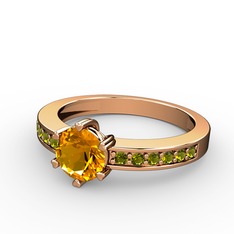Anima Tektaş Yüzük - Sitrin ve peridot 18 ayar rose altın yüzük #1ue2x47