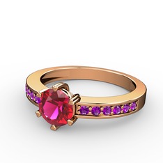 Rodolit garnet ve ametist 18 ayar rose altın yüzük