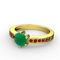 Anima Tektaş Yüzük - Kök zümrüt ve garnet 8 ayar altın yüzük #1wnvxzt