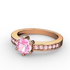 Anima Tektaş Yüzük - Pembe kuvars 8 ayar rose altın yüzük #51jil3