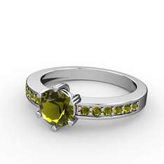 Anima Tektaş Yüzük - Peridot 8 ayar beyaz altın yüzük #6vzwj0