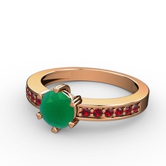 Anima Tektaş Yüzük - Kök zümrüt ve garnet 925 ayar rose altın kaplama gümüş yüzük #72gq2d