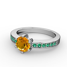 Anima Tektaş Yüzük - Sitrin ve yeşil kuvars 18 ayar beyaz altın yüzük #9at9wo