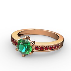 Anima Tektaş Yüzük - Yeşil kuvars ve garnet 14 ayar rose altın yüzük #b51cr5