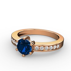 Anima Tektaş Yüzük - Lab safir ve beyaz zirkon 8 ayar rose altın yüzük #b8gn8e