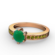 Anima Tektaş Yüzük - Kök zümrüt ve peridot 14 ayar rose altın yüzük #bqsch2
