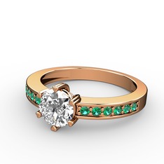 Anima Tektaş Yüzük - Swarovski ve yeşil kuvars 925 ayar rose altın kaplama gümüş yüzük #cyxkra