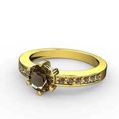 Anima Tektaş Yüzük - Dumanlı kuvars 8 ayar altın yüzük #d53ifp