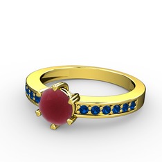 Anima Tektaş Yüzük - Kök yakut ve lab safir 8 ayar altın yüzük #dx832o